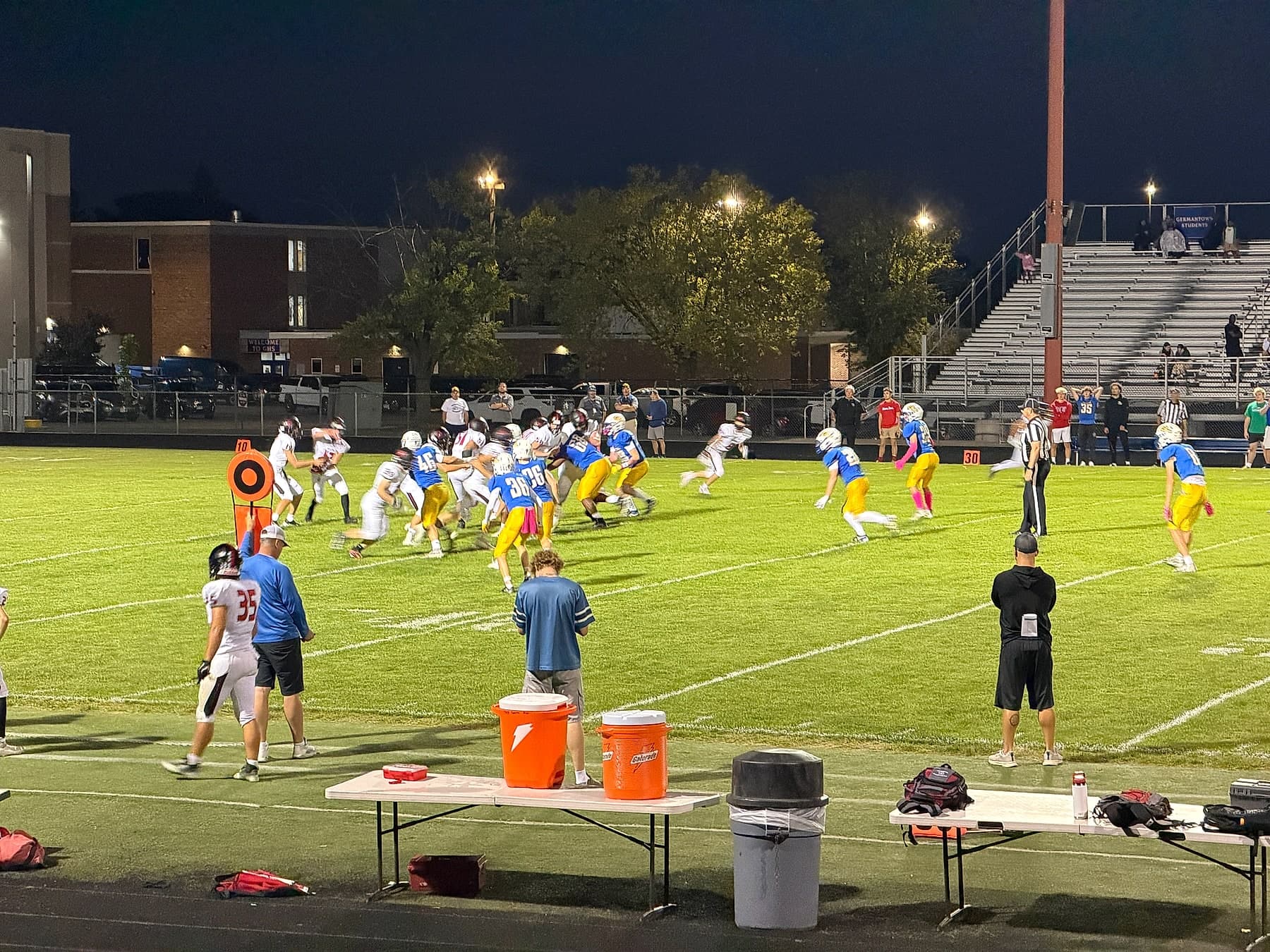 Jacob Rodgers (#79) executing a drive block, Pewaukee HS Wisconsin